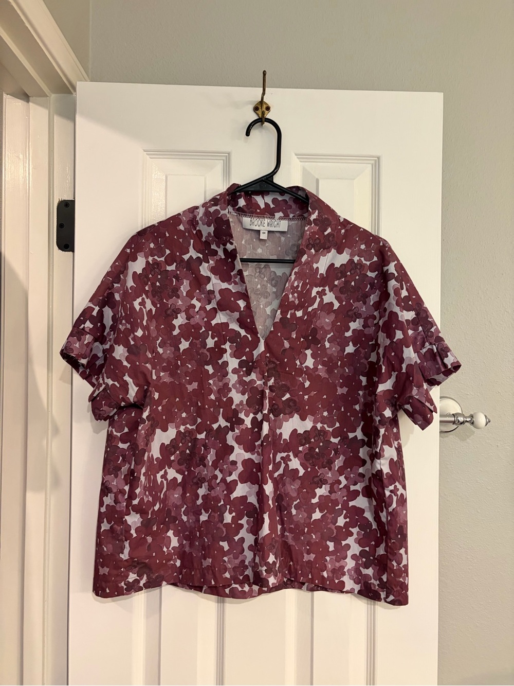 Brooke Wright Pleated Kimono Floral Top Cotton Small Medium